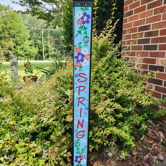 Garden Peace Pole Hand Painted Solar Light and Wire Stand Customized Yard Art - Picture 2 of 5